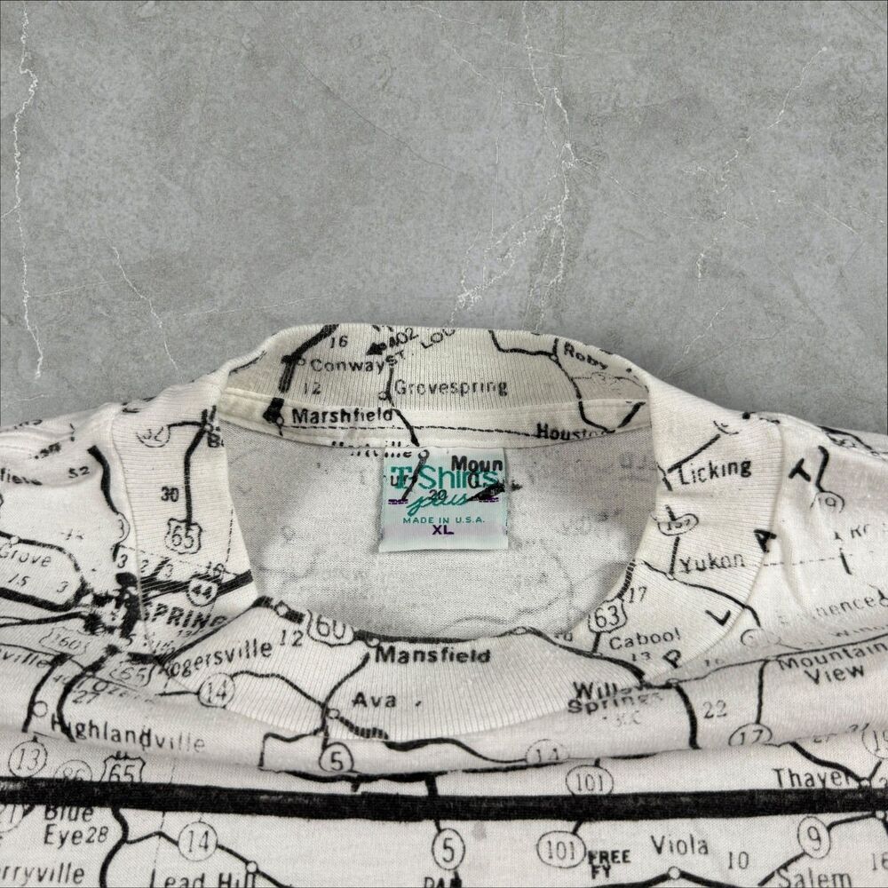 VTG Arkansas, USA All Over Print 90's Destination Map Single Stitch Shirt - XL - Picture 3 of 8